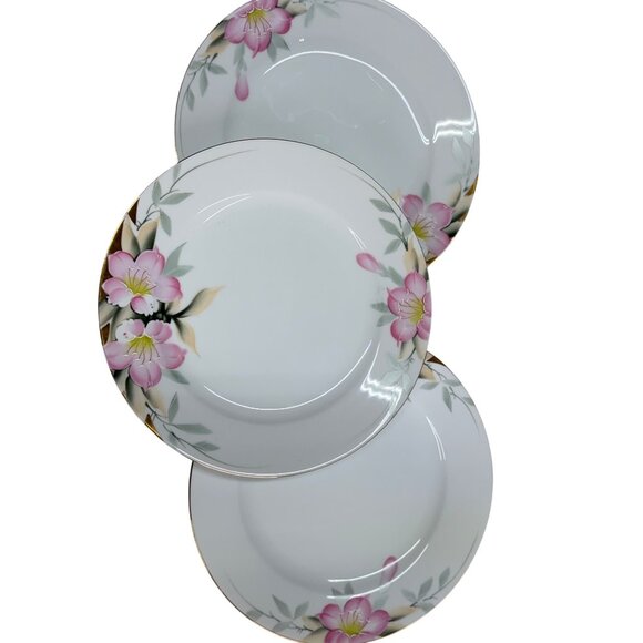 VTG Noritake Azalea Dinner Plates Set of 3 10" Handpainted Pink Floral Gold Trim - Picture 7 of 10